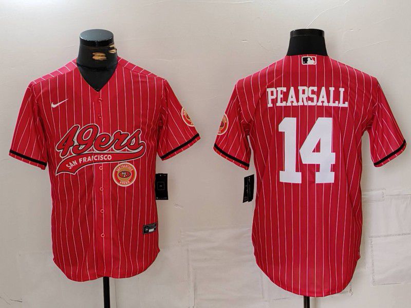 Men San Francisco 49ers #14 Pearsall Red Stripe Joint Name 2024 Nike Limited NFL Jersey style 3->youth mlb jersey->Youth Jersey